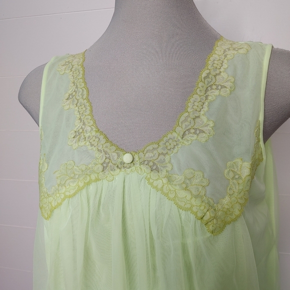 Nos vintage 60's lime green babydoll chemise M - Picture 2 of 12